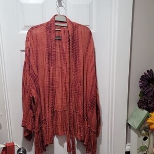 Rust Orange Open-Front Women’s Cardigan